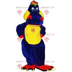 Mascotte de dragon rouge jaune et bleu. Mascotte de dinosaure -