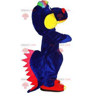 Mascotte drago rosso giallo e blu. Mascotte di dinosauro -