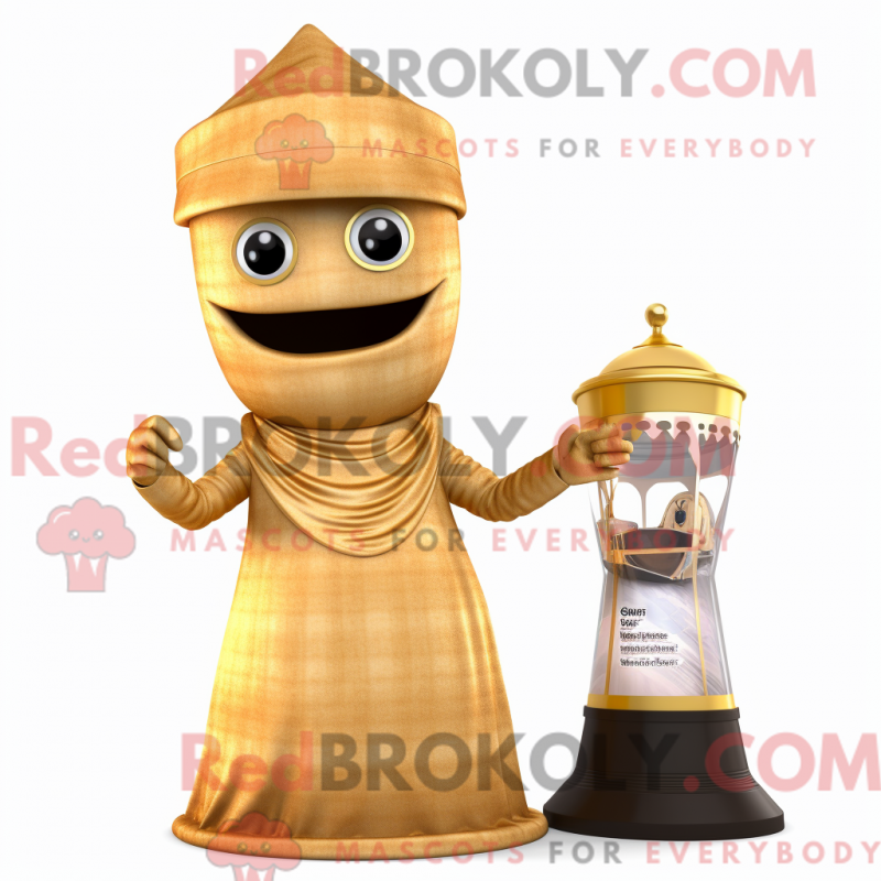 Máscara de ampulheta de ouro com caraterísticas elegantes e brilhantes - Ampulheta mascotes - REBROKO_237607 - RedBrokoly.com