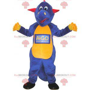 Mascotte dinosauro drago rosso giallo e blu - Redbrokoly.com