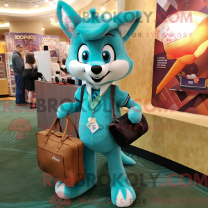 Teal Fox mascottekostuum...