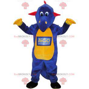 Mascotte dinosauro drago rosso giallo e blu - Redbrokoly.com