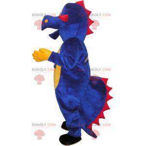 Mascote dinossauro dragão vermelho amarelo e azul -