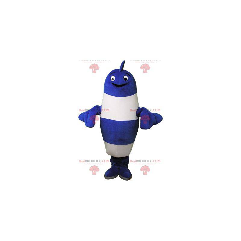 Very funny blue and white fish mascot - Redbrokoly.com