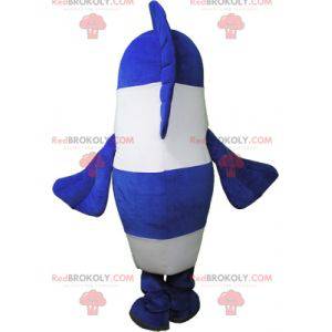Mascotte de poisson bleu et blanc très rigolo - Redbrokoly.com