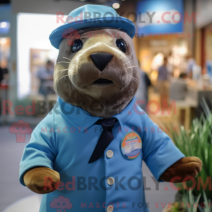 Blå søløve maskot kostume...