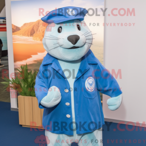 Blå søløve maskot kostume...