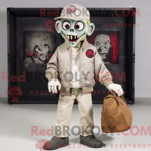 Beige Zombie maskot kostume...