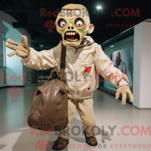 Beige Zombie maskot kostume...