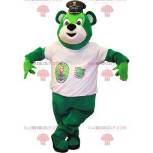 Zelený medvěd maskot s policejní čepicí - Redbrokoly.com
