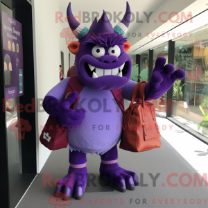 Purple Devil maskot kostume...