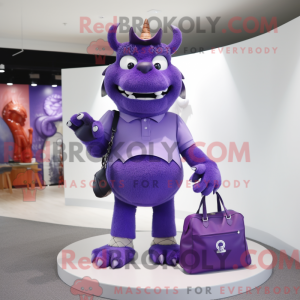 Purple Devil mascot costume...