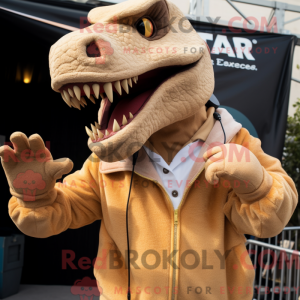 Tan T Rex maskot kostume...