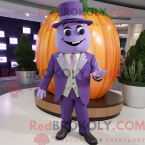Fantasia de mascote de abóbora lavanda com paletó e cintos - Mascotes de squash - REBROKO_237826 - RedBrokoly.com