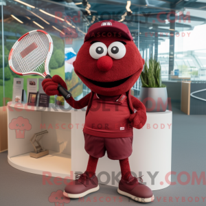 Maroon Tennis Racket mascot...