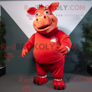Rode neushoorn mascotte...