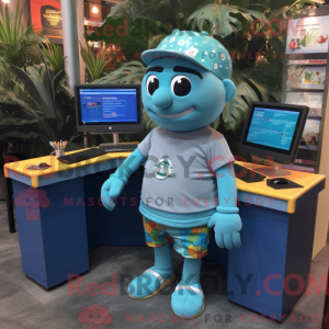 Turquoise Computer mascot...
