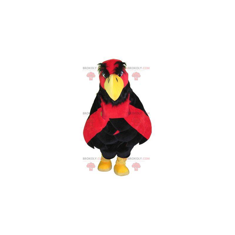 Mascotte de vautour d'oiseau rouge noir et jaune. Aigle géant -