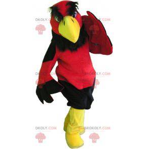 Mascotte de vautour d'oiseau rouge noir et jaune. Aigle géant -