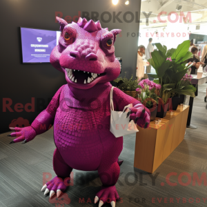 Magenta Ankylosaurus maskot...