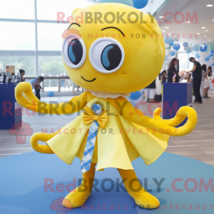 Gul Octopus maskot kostume...