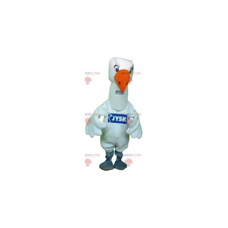 Mascotte de mouette de cygne d'oiseau blanc géant -