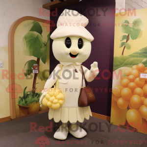 Máscara de uva cremosa com características elegantes com culotes e calças manuais - Mascotes da uva - RedBrokoly.com