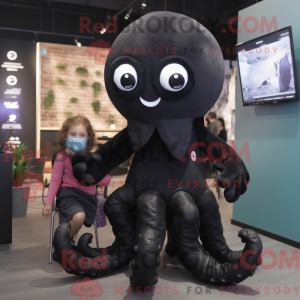 Sort Octopus maskot kostume...