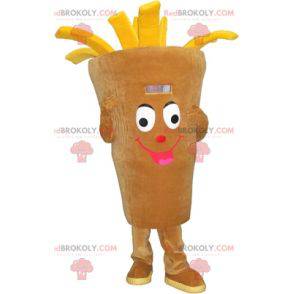 Cone de mascote de batatas fritas. Loja de lanches de mascote -