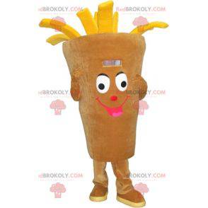 Maskottkotte av pommes frites. Mascot snackchipsbutik -