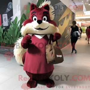 Maroon Skunk mascot costume...