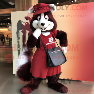 Maroon Skunk mascot costume...