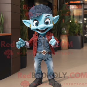Teal Vampire maskot kostume...