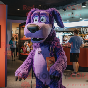 Purple Dog mascot costume...