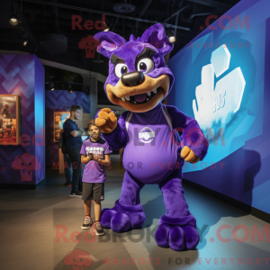 Paarse hond mascottekostuum...