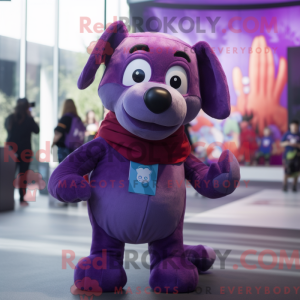 Paarse hond mascottekostuum...