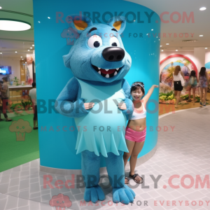 Cyan Wild Boar maskot...