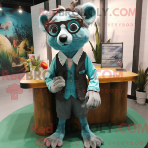 Cyan Civet maskotdraktfigur...
