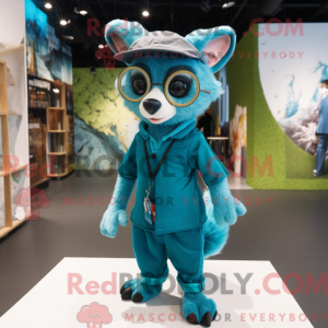 Cyan Civet maskotdraktfigur...
