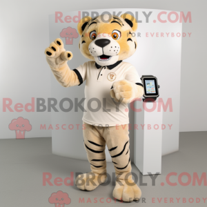 Beige tijgermascottekostuum...