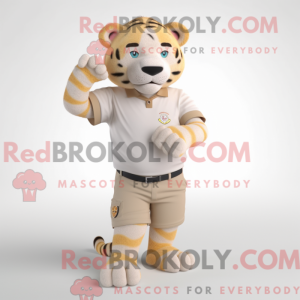Beige tijgermascottekostuum...