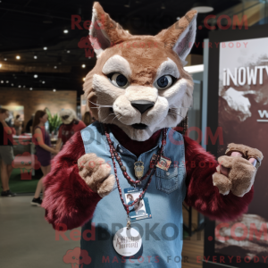 Maroon Lynx maskot kostume...