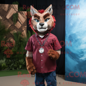 Maroon Lynx maskot kostume...