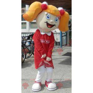 Mascot blonde girl with quilts and a dress - Redbrokoly.com