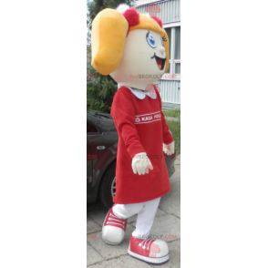 Mascot blonde girl with quilts and a dress - Redbrokoly.com