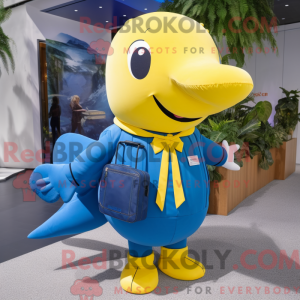 Yellow Blue Whale mascot...