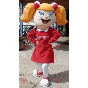 Mascot chica rubia con edredones y un vestido - Redbrokoly.com