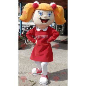 Mascote loira com colchas e um vestido - Redbrokoly.com