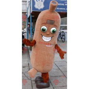 Mascotte gigante della salsiccia. Mascotte di salumi -