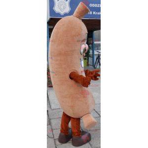 Mascote de salsicha gigante. Mascote da charcutaria -